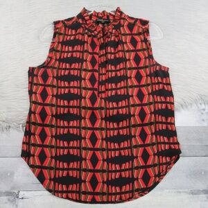 Dalia Printed Ruffle Neck Casual Career Wear Blouse Women's Size Medium